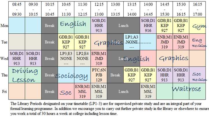 annotated timetable